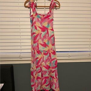 Blu Pepper Pink and White Maxi Dress